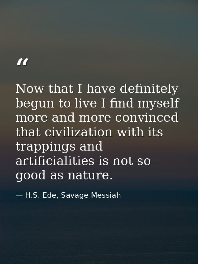 Now that I have definitely begun to live I find myself more and more convinced that civilization with its trappings and  — H.S. Ede, Savage Messiah