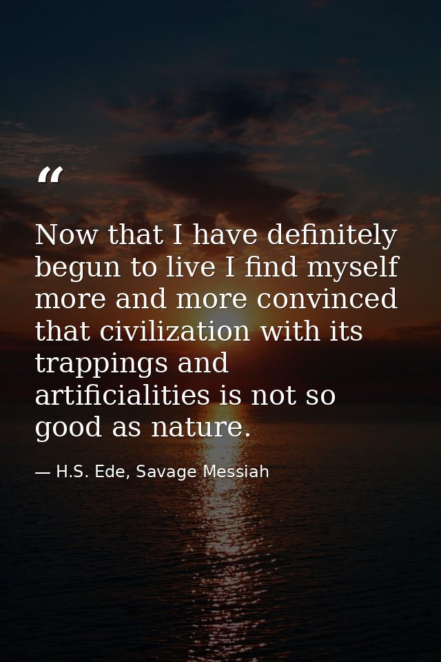 Now that I have definitely begun to live I find myself more and more convinced that civilization with its trappings and  — H.S. Ede, Savage Messiah