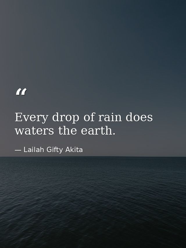 Every drop of rain does waters the earth. — Lailah Gifty Akita