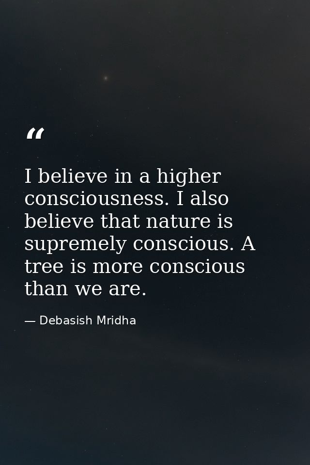 I believe in a higher consciousness. I also believe that nature is supremely conscious. A tree is more conscious than we — Debasish Mridha