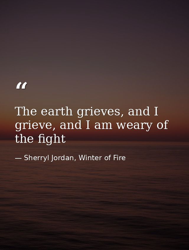 The earth grieves, and I grieve, and I am weary of the fight — Sherryl Jordan, Winter of Fire