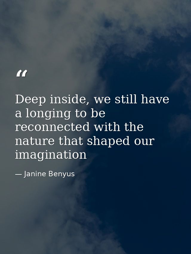 Deep inside, we still have a longing to be reconnected with the nature that shaped our imagination — Janine Benyus