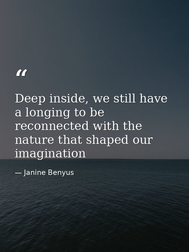 Deep inside, we still have a longing to be reconnected with the nature that shaped our imagination — Janine Benyus