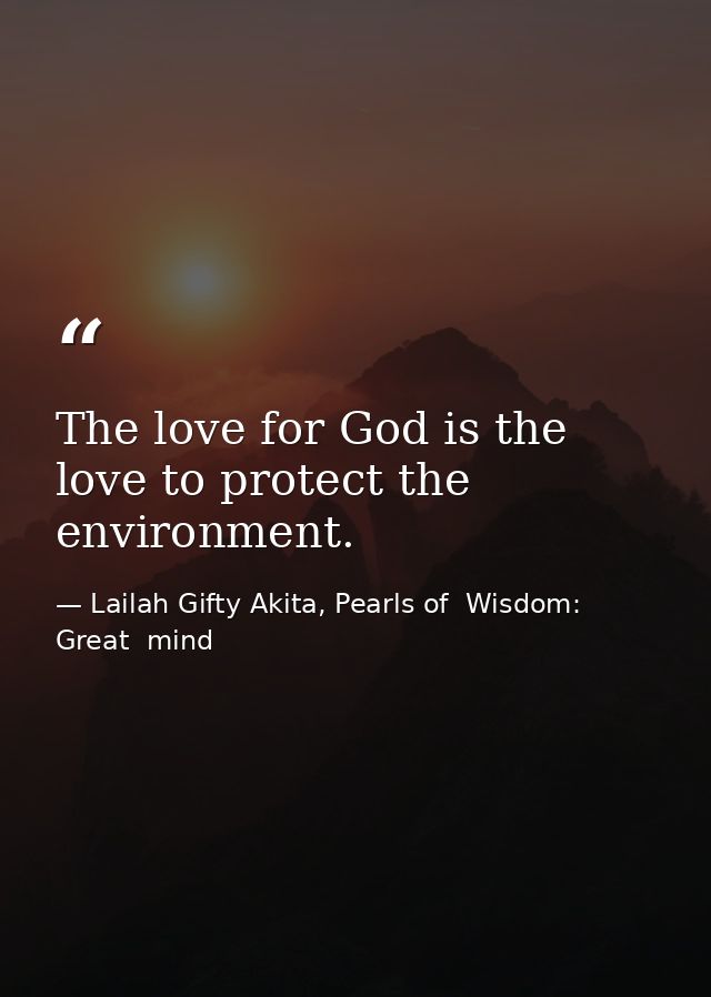 The love for God is the love to protect the environment. — Lailah Gifty Akita, Pearls of  Wisdom: Great  mind