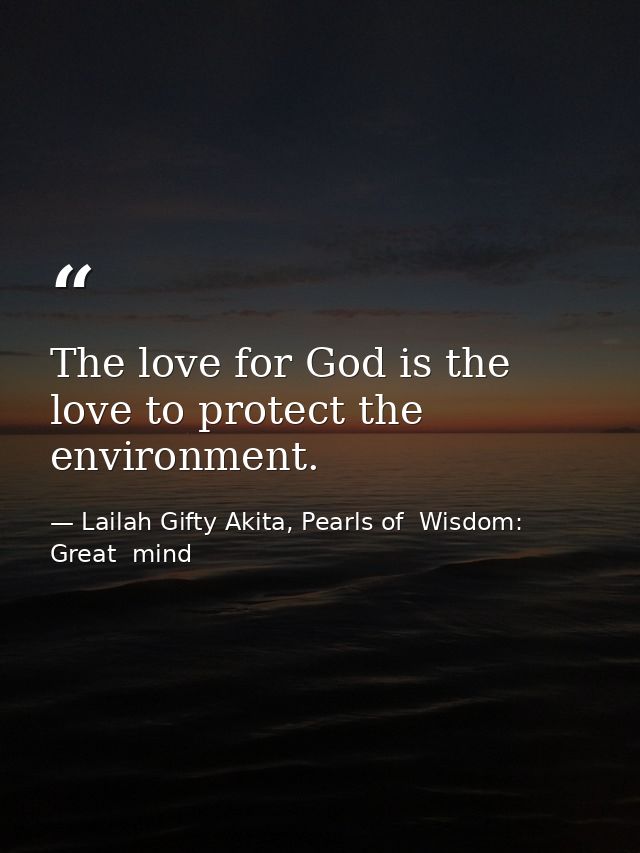 The love for God is the love to protect the environment. — Lailah Gifty Akita, Pearls of  Wisdom: Great  mind