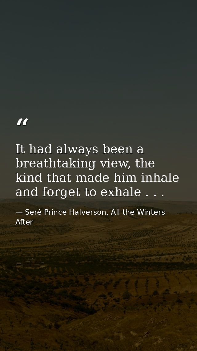 It had always been a breathtaking view, the kind that made him inhale and forget to exhale . . . — Seré Prince Halverson, All the Winters After