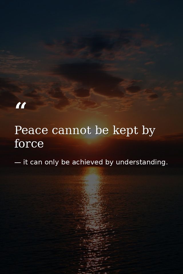Peace cannot be kept by force — it can only be achieved by understanding.