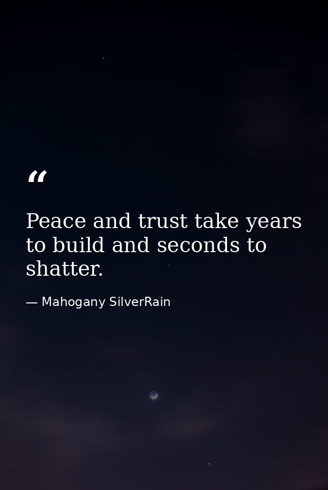Peace and trust take years to build and seconds to shatter. — Mahogany SilverRain