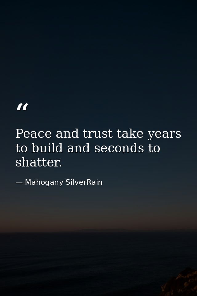 Peace and trust take years to build and seconds to shatter. — Mahogany SilverRain
