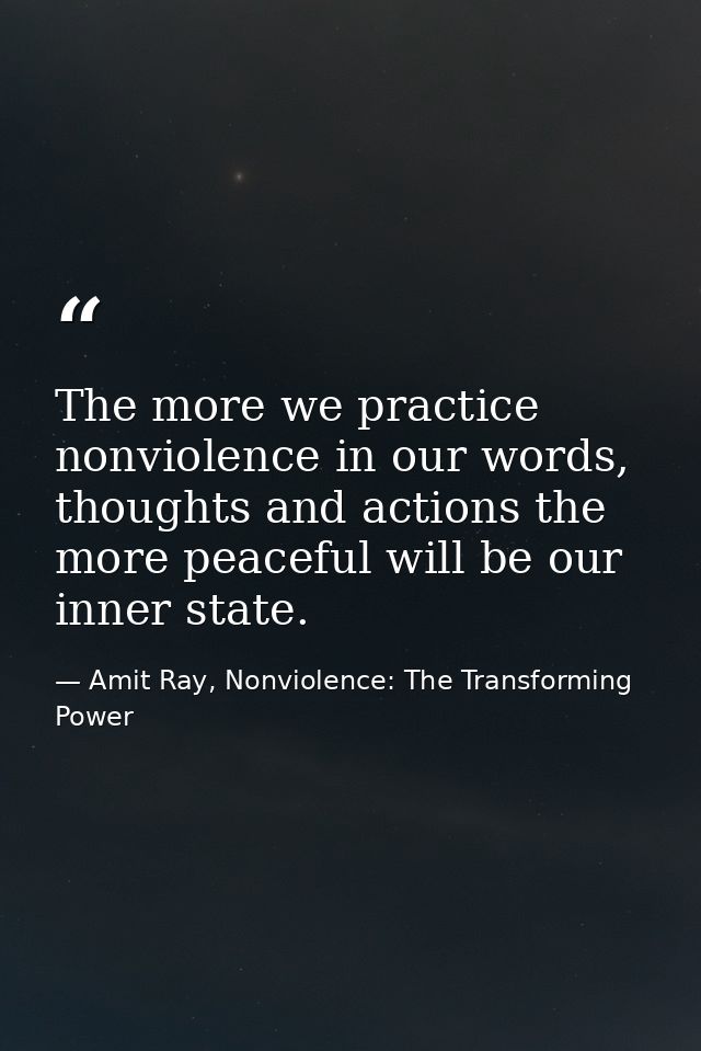 The more we practice nonviolence in our words, thoughts and actions the more peaceful will be our inner state. — Amit Ray, Nonviolence: The Transforming Power
