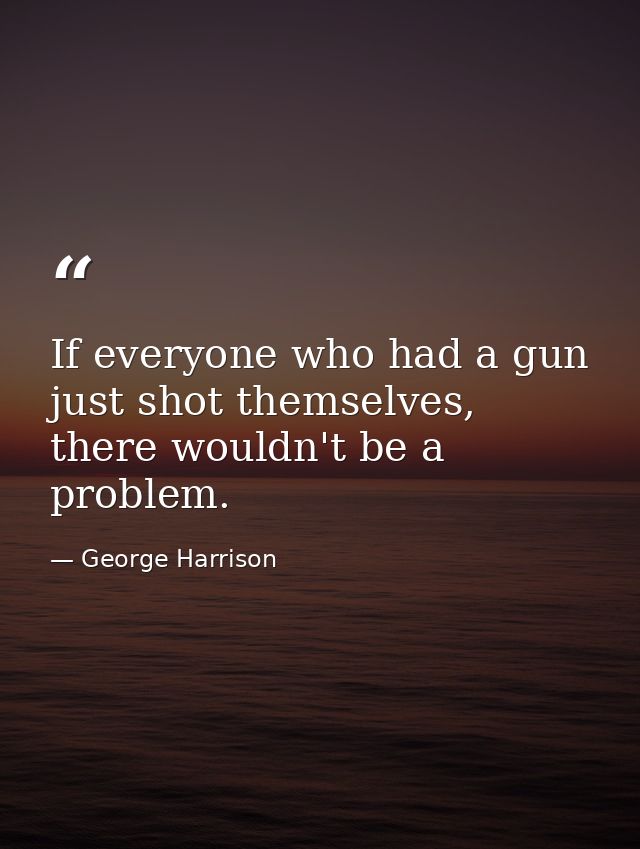 If everyone who had a gun just shot themselves, there wouldn't be a problem. — George Harrison