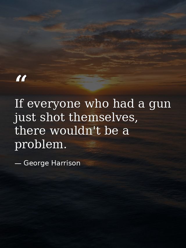 If everyone who had a gun just shot themselves, there wouldn't be a problem. — George Harrison