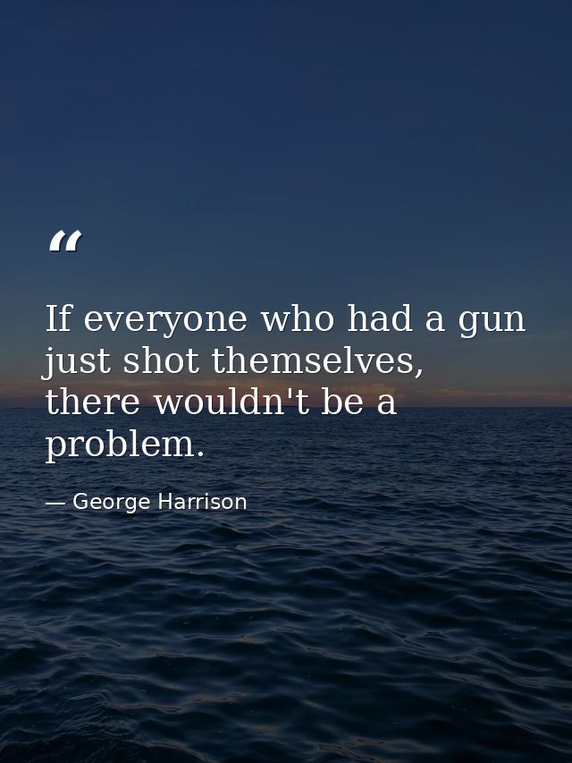 If everyone who had a gun just shot themselves, there wouldn't be a problem. — George Harrison
