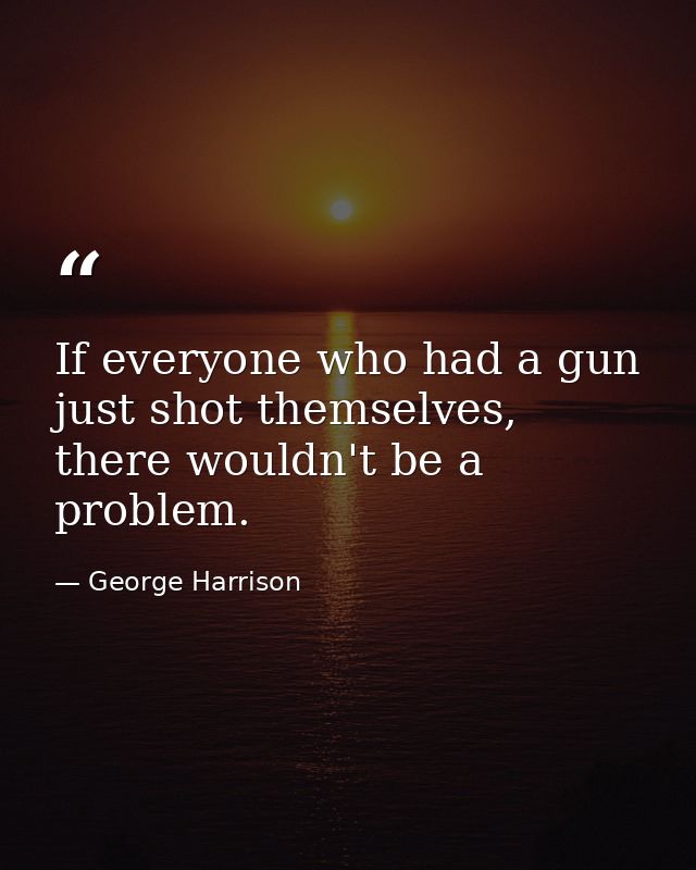 If everyone who had a gun just shot themselves, there wouldn't be a problem. — George Harrison