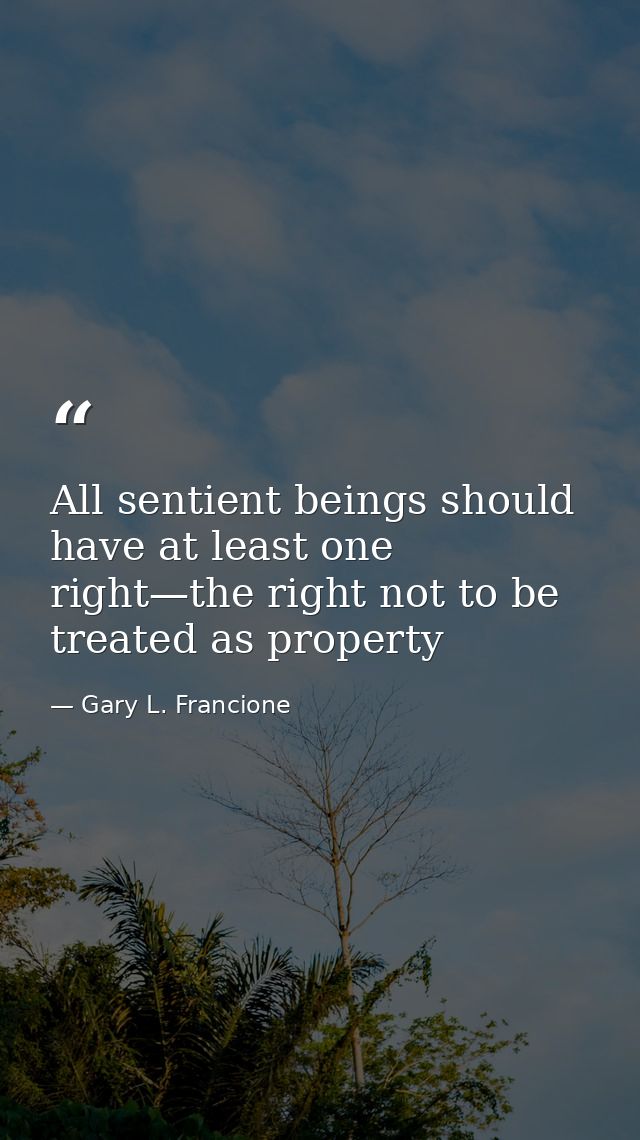 All sentient beings should have at least one right—the right not to be treated as property — Gary L. Francione