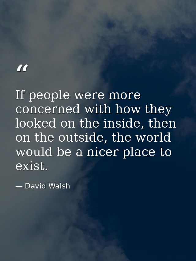 If people were more concerned with how they looked on the inside, then on the outside, the world would be a nicer place  — David Walsh