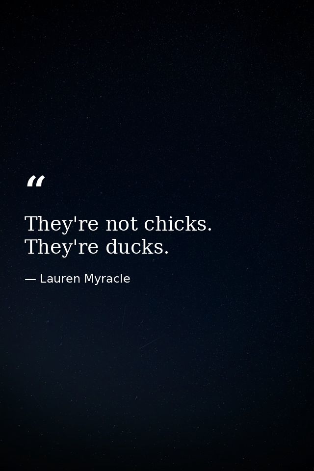 They're not chicks. They're ducks. — Lauren Myracle