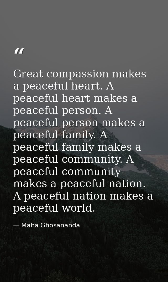 Great compassion makes a peaceful heart. A peaceful heart makes a peaceful person. A peaceful person makes a peaceful fa — Maha Ghosananda