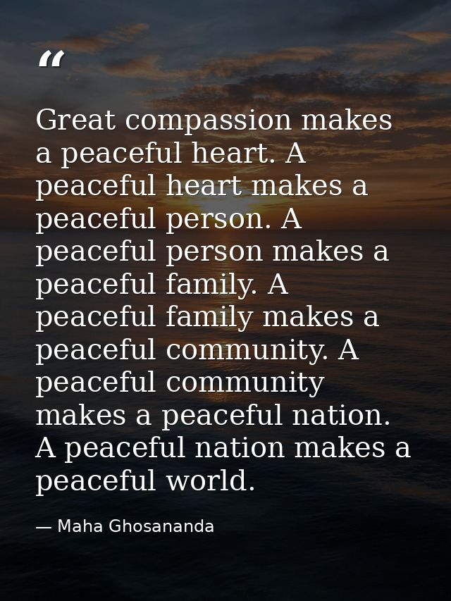 Great compassion makes a peaceful heart. A peaceful heart makes a peaceful person. A peaceful person makes a peaceful fa — Maha Ghosananda