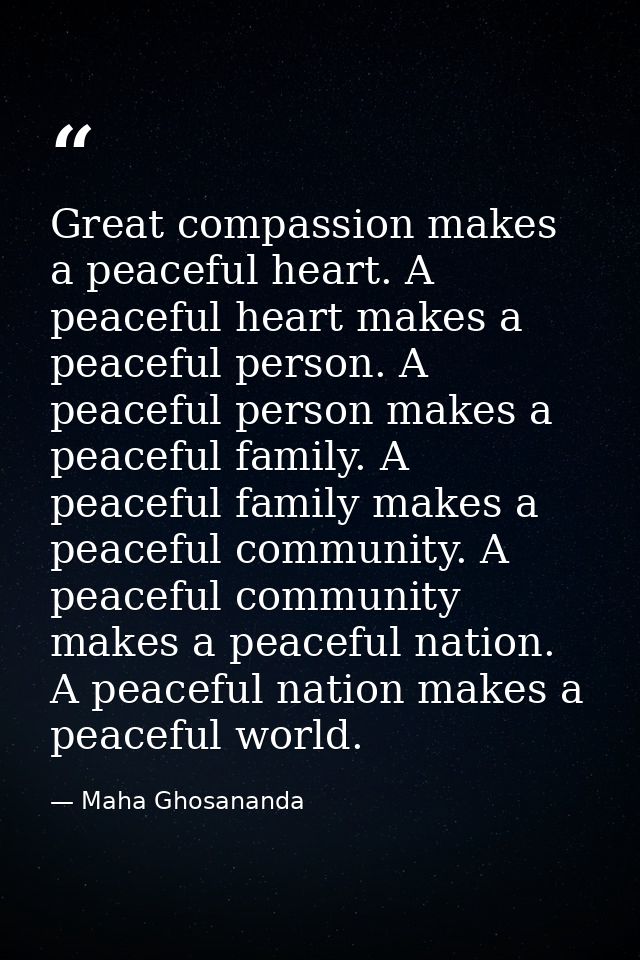Great compassion makes a peaceful heart. A peaceful heart makes a peaceful person. A peaceful person makes a peaceful fa — Maha Ghosananda