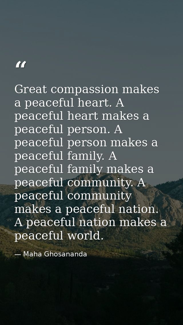 Great compassion makes a peaceful heart. A peaceful heart makes a peaceful person. A peaceful person makes a peaceful fa — Maha Ghosananda