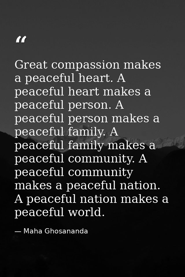 Great compassion makes a peaceful heart. A peaceful heart makes a peaceful person. A peaceful person makes a peaceful fa — Maha Ghosananda