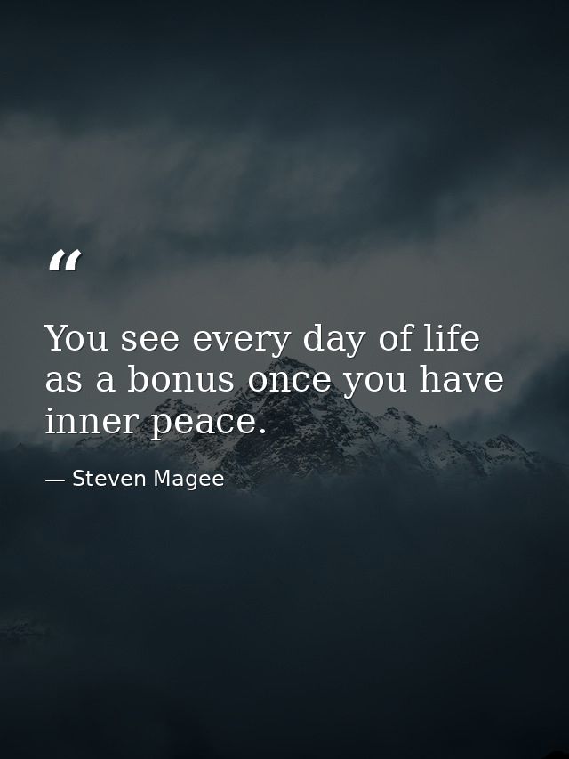 You see every day of life as a bonus once you have inner peace. — Steven Magee