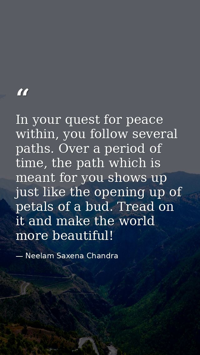 In your quest for peace within, you follow several paths. Over a period of time, the path which is meant for you shows u — Neelam Saxena Chandra