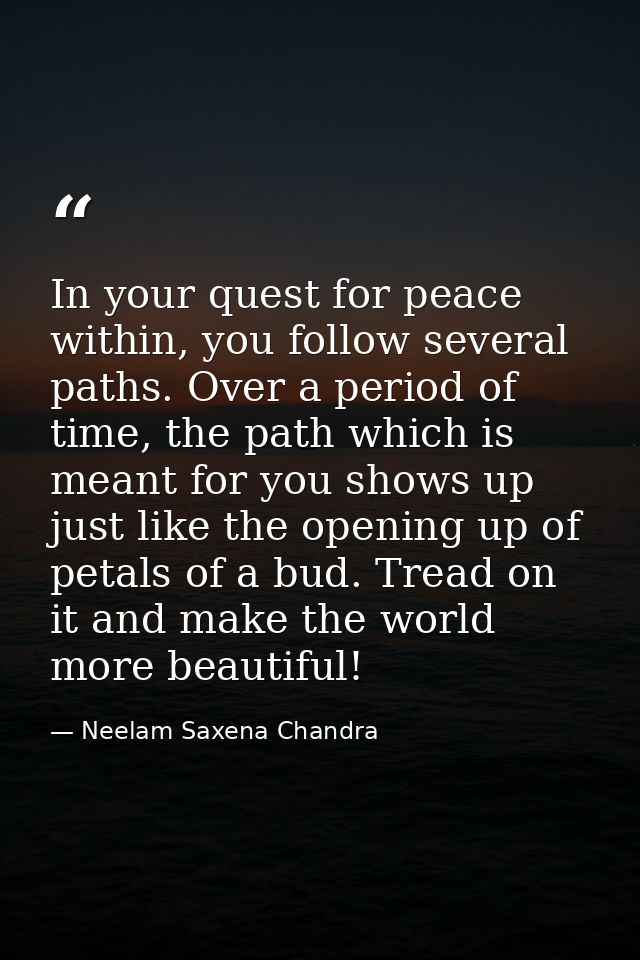 In your quest for peace within, you follow several paths. Over a period of time, the path which is meant for you shows u — Neelam Saxena Chandra