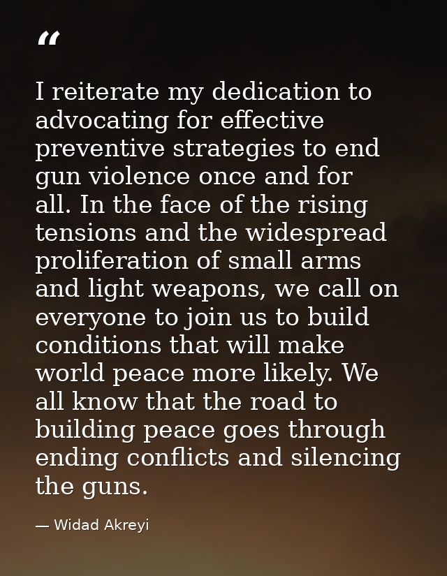 I reiterate my dedication to advocating for effective preventive strategies to end gun violence once and for all. In the — Widad Akreyi