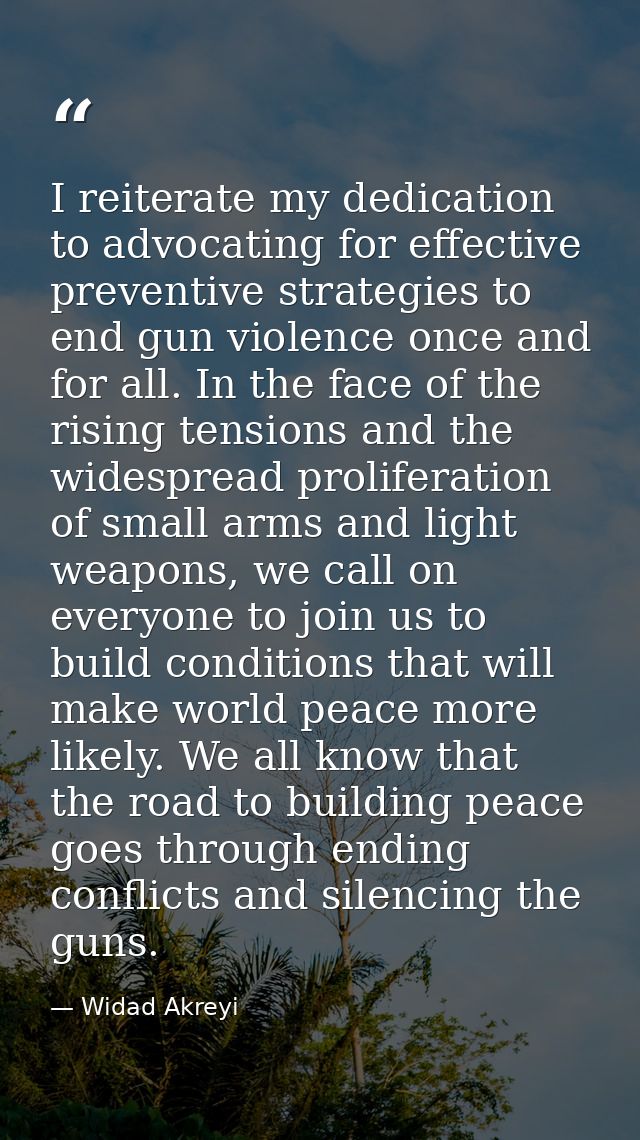 I reiterate my dedication to advocating for effective preventive strategies to end gun violence once and for all. In the — Widad Akreyi