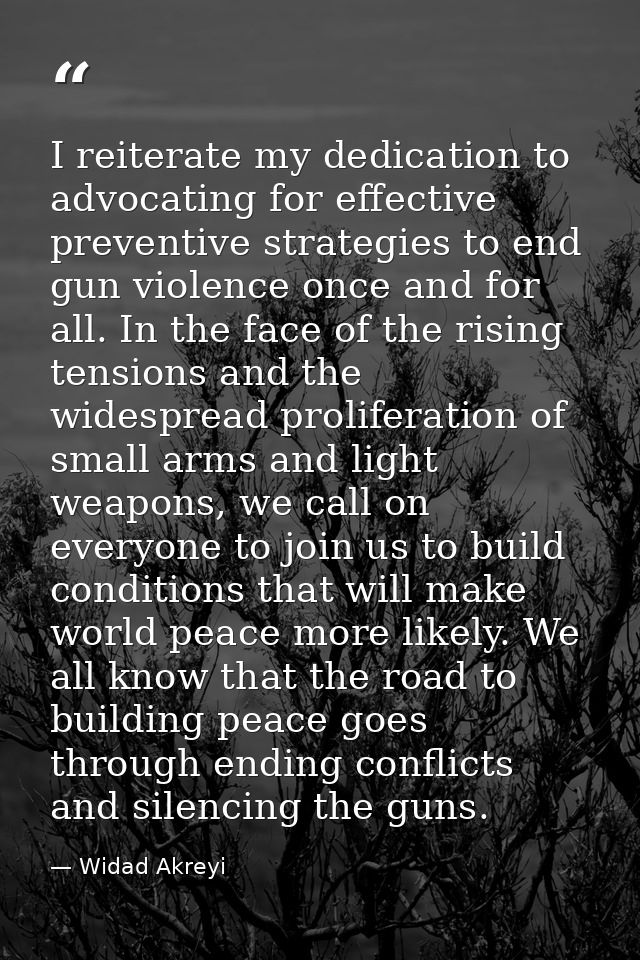 I reiterate my dedication to advocating for effective preventive strategies to end gun violence once and for all. In the — Widad Akreyi