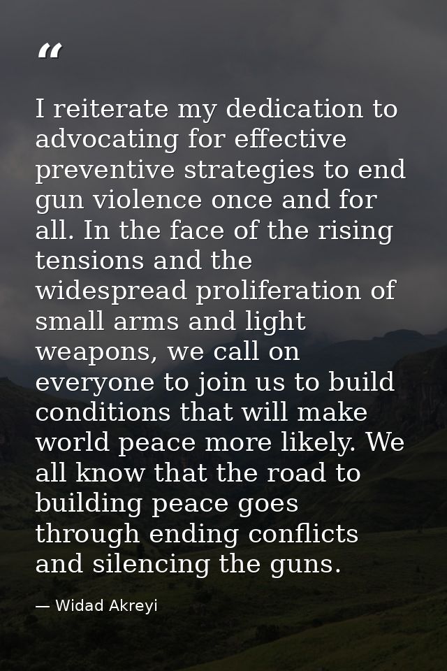 I reiterate my dedication to advocating for effective preventive strategies to end gun violence once and for all. In the — Widad Akreyi