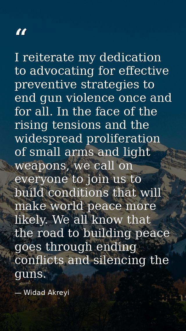 I reiterate my dedication to advocating for effective preventive strategies to end gun violence once and for all. In the — Widad Akreyi