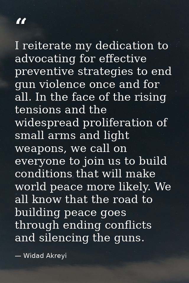 I reiterate my dedication to advocating for effective preventive strategies to end gun violence once and for all. In the — Widad Akreyi