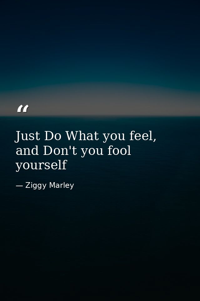 Just Do What you feel, and Don't you fool yourself — Ziggy Marley