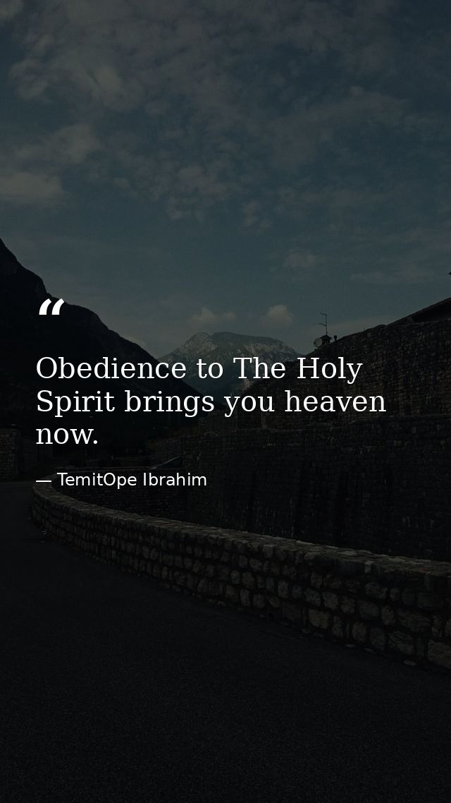 Obedience to The Holy Spirit brings you heaven now. — TemitOpe Ibrahim