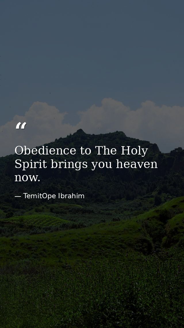 Obedience to The Holy Spirit brings you heaven now. — TemitOpe Ibrahim