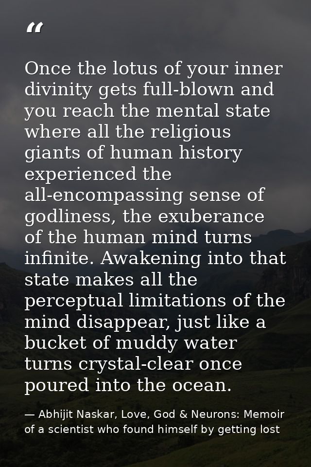 Once the lotus of your inner divinity gets full-blown and you reach the mental state where all the religious giants of h — Abhijit Naskar, Love, God & Neurons: Memoir of a scientist who found himself by getting lost