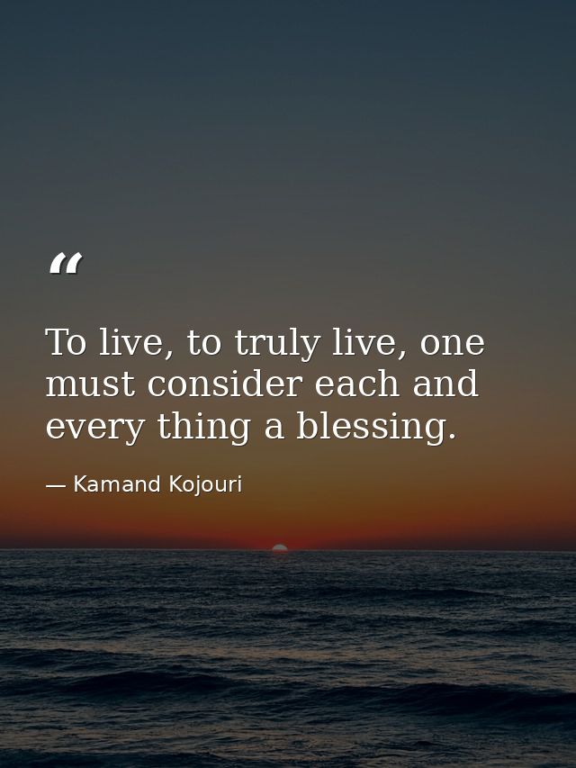 To live, to truly live, one must consider each and every thing a blessing. — Kamand Kojouri