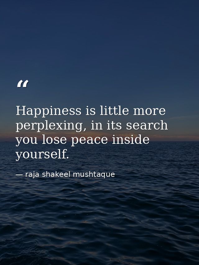 Happiness is little more perplexing, in its search you lose peace inside yourself. — raja shakeel mushtaque