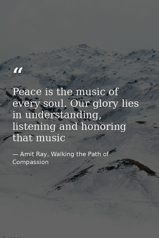 Peace is the music of every soul. Our glory lies in understanding, listening and honoring that music — Amit Ray, Walking the Path of Compassion