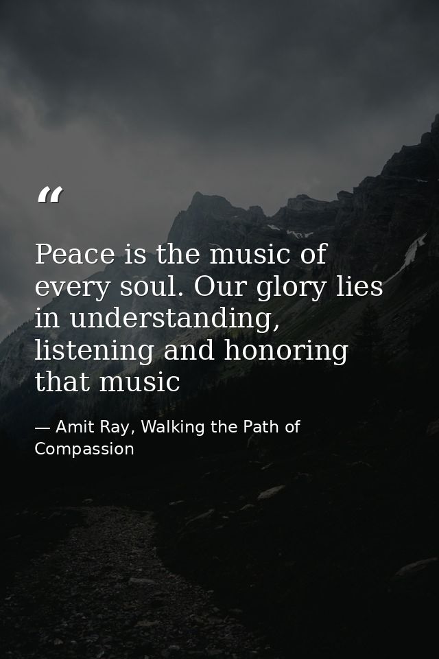 Peace is the music of every soul. Our glory lies in understanding, listening and honoring that music — Amit Ray, Walking the Path of Compassion