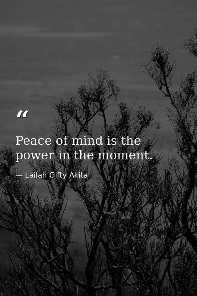 Peace of mind is the power in the moment. — Lailah Gifty Akita