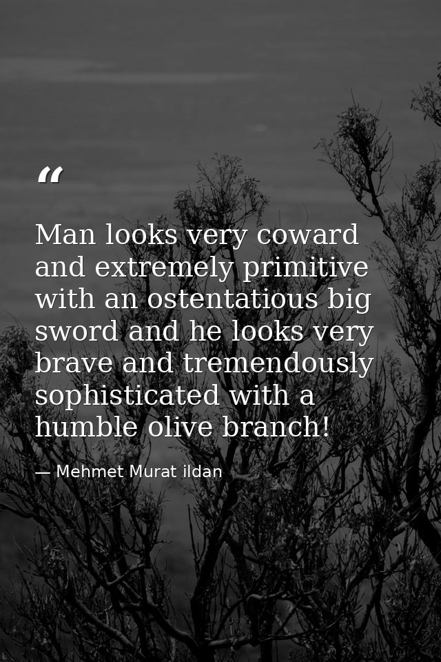 Man looks very coward and extremely primitive with an ostentatious big sword and he looks very brave and tremendously so — Mehmet Murat ildan