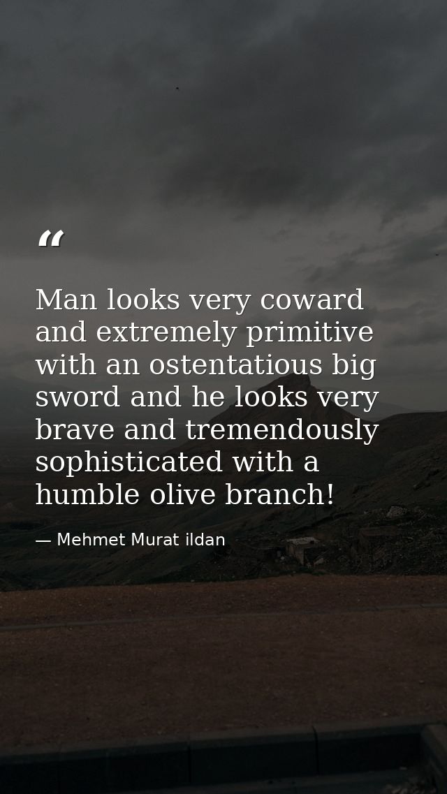 Man looks very coward and extremely primitive with an ostentatious big sword and he looks very brave and tremendously so — Mehmet Murat ildan