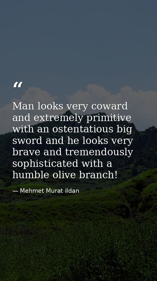 Man looks very coward and extremely primitive with an ostentatious big sword and he looks very brave and tremendously so — Mehmet Murat ildan