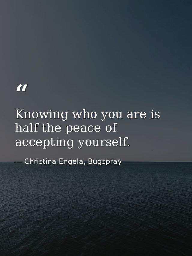 Knowing who you are is half the peace of accepting yourself. — Christina Engela, Bugspray