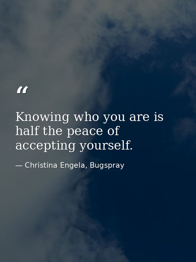 Knowing who you are is half the peace of accepting yourself. — Christina Engela, Bugspray
