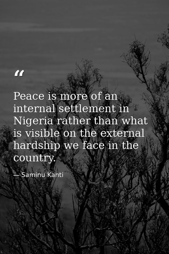 Peace is more of an internal settlement in Nigeria rather than what is visible on the external hardship we face in the c — Saminu Kanti